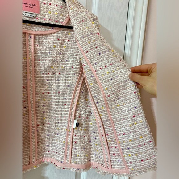 Kate Spade Multicolour Tweed Preppy Career Spring Summer Girly Blazer Size 0 - Picture 8 of 10